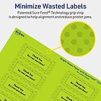 Avery Printable Rectangle Labels, Sure Feed Technology, 1" x 2-5/8", Bright Green Labels, Print-to-The-Edge, Laser/Inkjet Printable, 160 Total, Great for Mailing and Cosmetics 160 labels