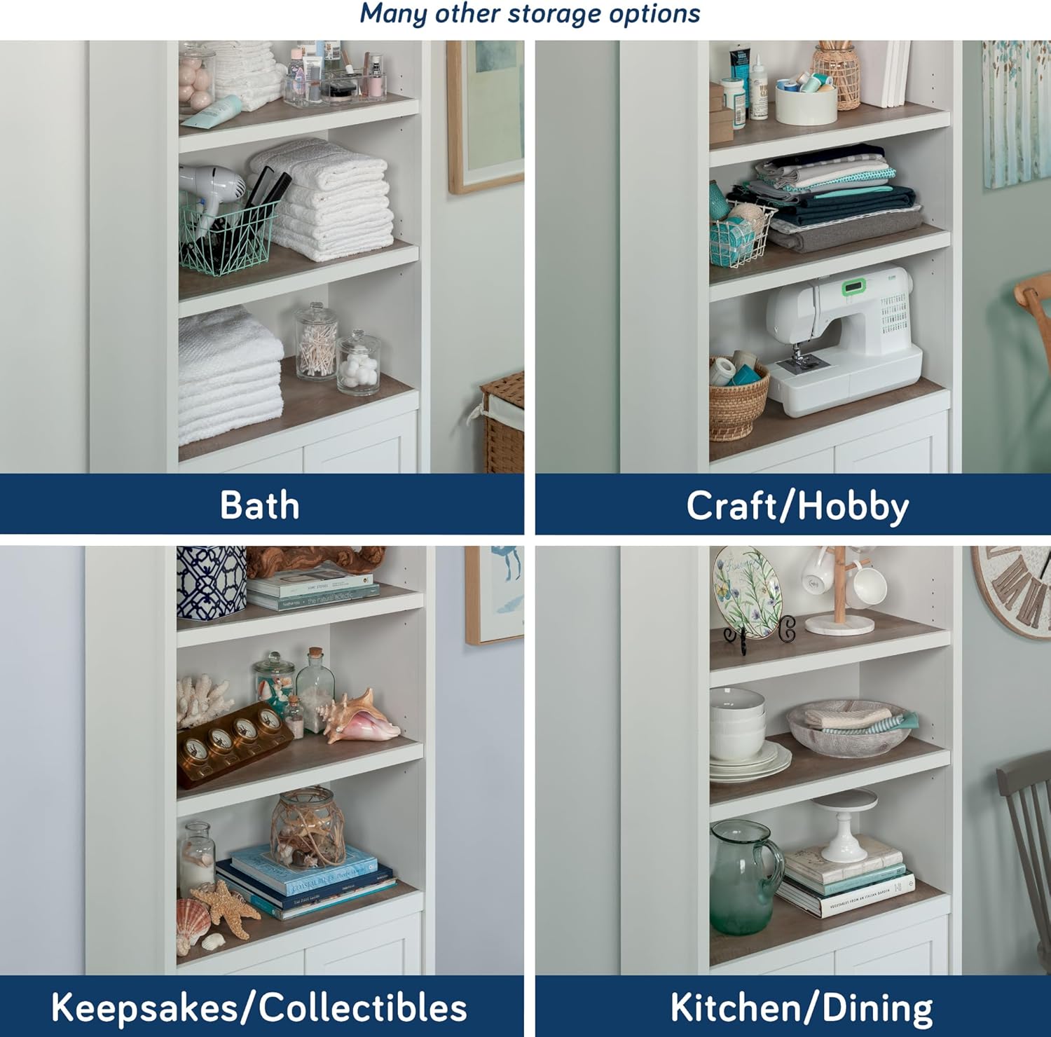 SAUDER Cottage Road 72in Library Bookcase with Doors and Adjustable Shelves