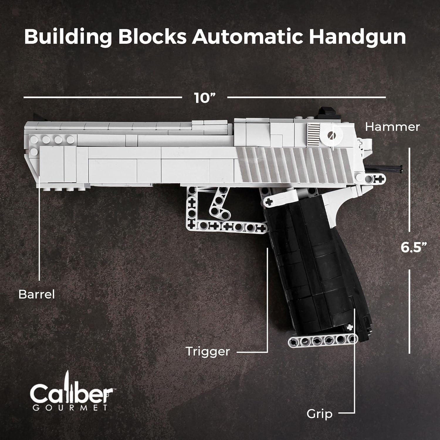 Caliber Gourmet Mechanical Model Kit - Automatic Toy Handgun, 528 pcs 3D Building Blocks