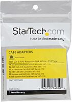 StarTech.com 180 Degree Cat 6 Keystone Jack - RJ45 Ethernet Cat6 Wall Jack White - 110 Type - Keystone Jack 180 Degree 110 UTP (C6KEY110SWH)