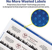 Avery Glossy White Rectangle Labels, Sure Feed Technology, 2.5" x 7", Print-to-The-Edge, Permanent Adhesive, Laser/Inkjet Printable