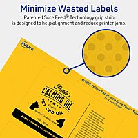 Avery Printable Rectangle Labels, Sure Feed Technology, 3" x 5", Bright Yellow, Print-to-the-Edge, Laser/Inkjet Printable