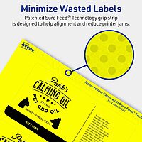 Avery Printable Rectangle Labels, Sure Feed Technology, 3 x 6, Neon Yellow, Print-to-the-Edge, Laser/Inkjet Printable
