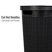 MIND READER Slim Laundry Hamper with Lid, 40L Linen Design Plastic