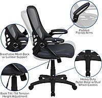 Flash Furniture Porter High-Back Mesh Ergonomic Swivel Office Chair with Adjustable Lumbar Support and Flip-Up Armrests