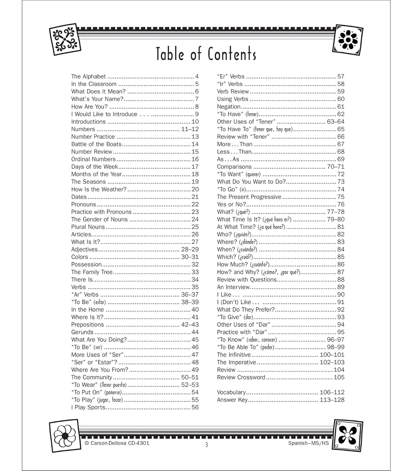 Carson Dellosa Skills for Success, Spanish Workbook for Middle School and High School Students