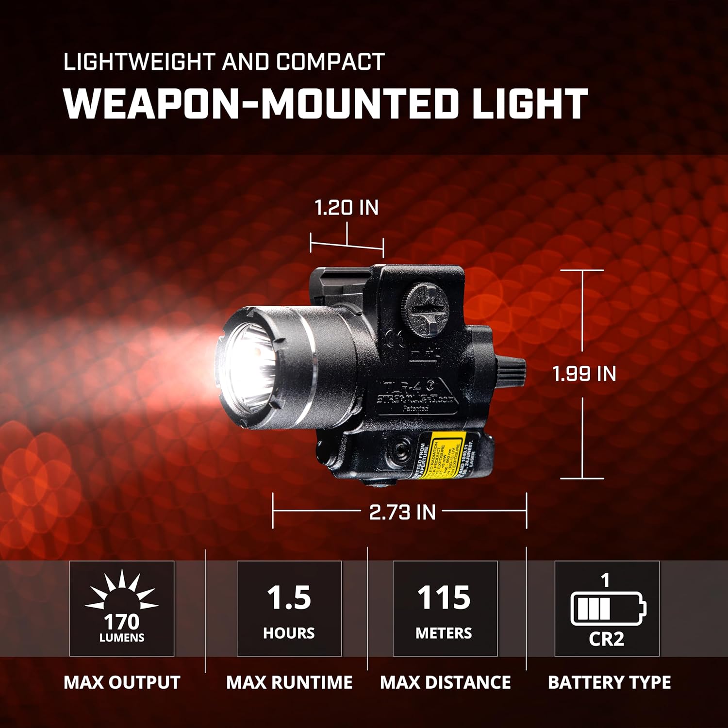 Streamlight TLR-4 170-Lumen Compact Rail-Mounted Tactical Weapon Light with Integrated Red Aiming Laser