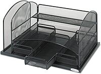 Safco 3-Drawer Desktop Organizer, 16inH x 11 3/8inW x 8inD, Black