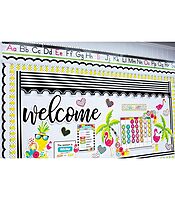 Schoolgirl Style Simply Stylish Tropical 92-Piece Calendar Bulletin Board Set for Classroom