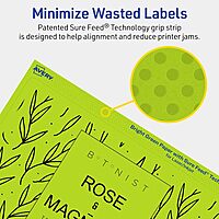 Avery Printable Rectangle Labels, Sure Feed Technology, 5" x 8-1/8", Bright Green, Laser/Inkjet Printable