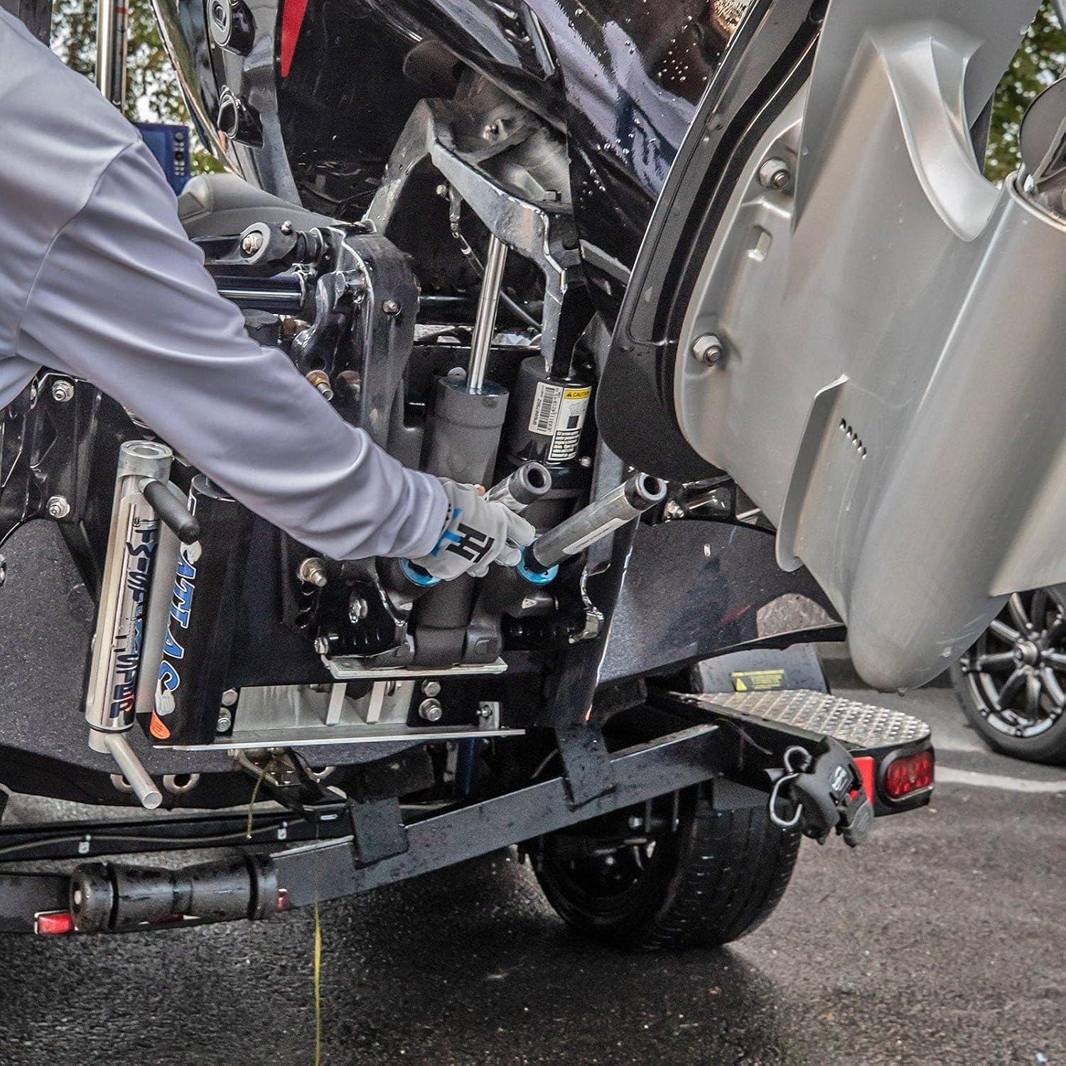 T-H Marine Motor Stik OutBoard Motor Support Stick Pair - 8.5" Long Aluminum Transom Saver for 150hp & Up Outboards