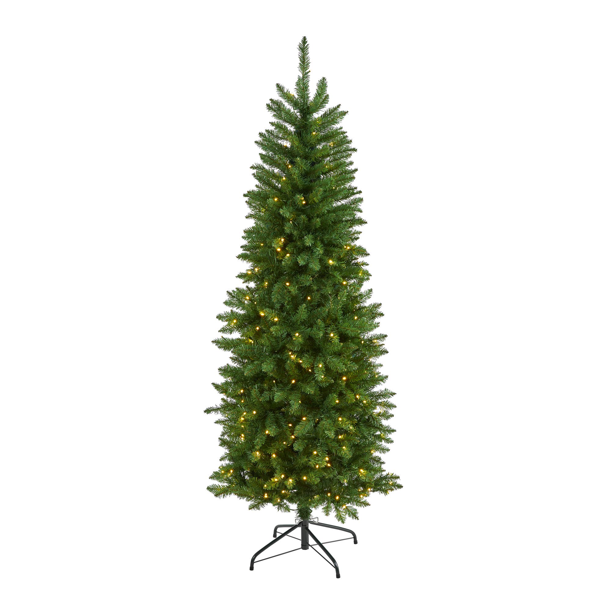Nearly Natural 6ft. Slim Green Mountain Pine Artificial Christmas Tree with 250 Clear LED Lights 6ft Green