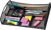 Safco 3262BL Onyx Mesh Desktop Organizer with Drawer, Black