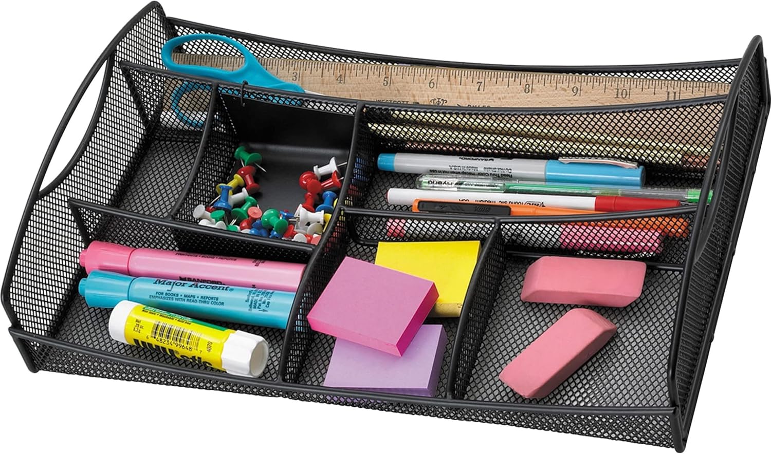 Safco 3262BL Onyx Mesh Desktop Organizer with Drawer, Black