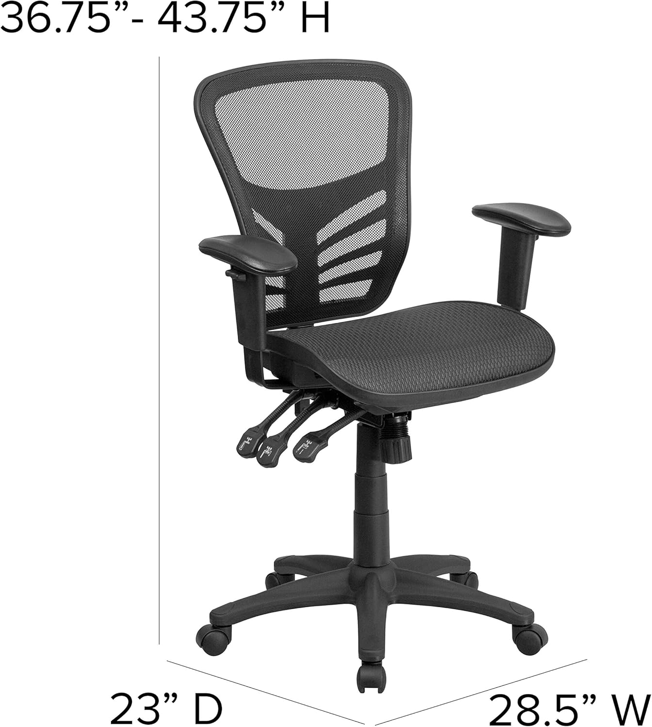 Flash Furniture Nicholas Mid-Back Transparent Black Mesh Multifunction Executive Swivel Ergonomic Office Chair