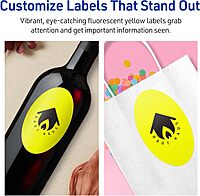 Avery Printable Oval Labels, Sure Feed Technology, 4" x 6", Neon Yellow Labels, Print-to-The-Edge, Laser/Inkjet Printable