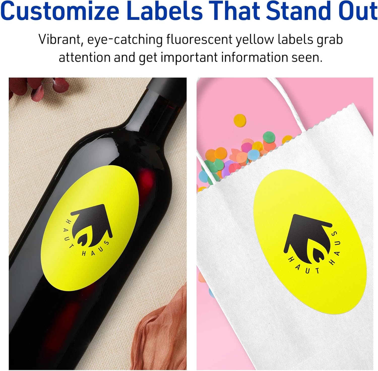 Avery Printable Oval Labels, Sure Feed Technology, 4" x 6", Neon Yellow Labels, Print-to-The-Edge, Laser/Inkjet Printable