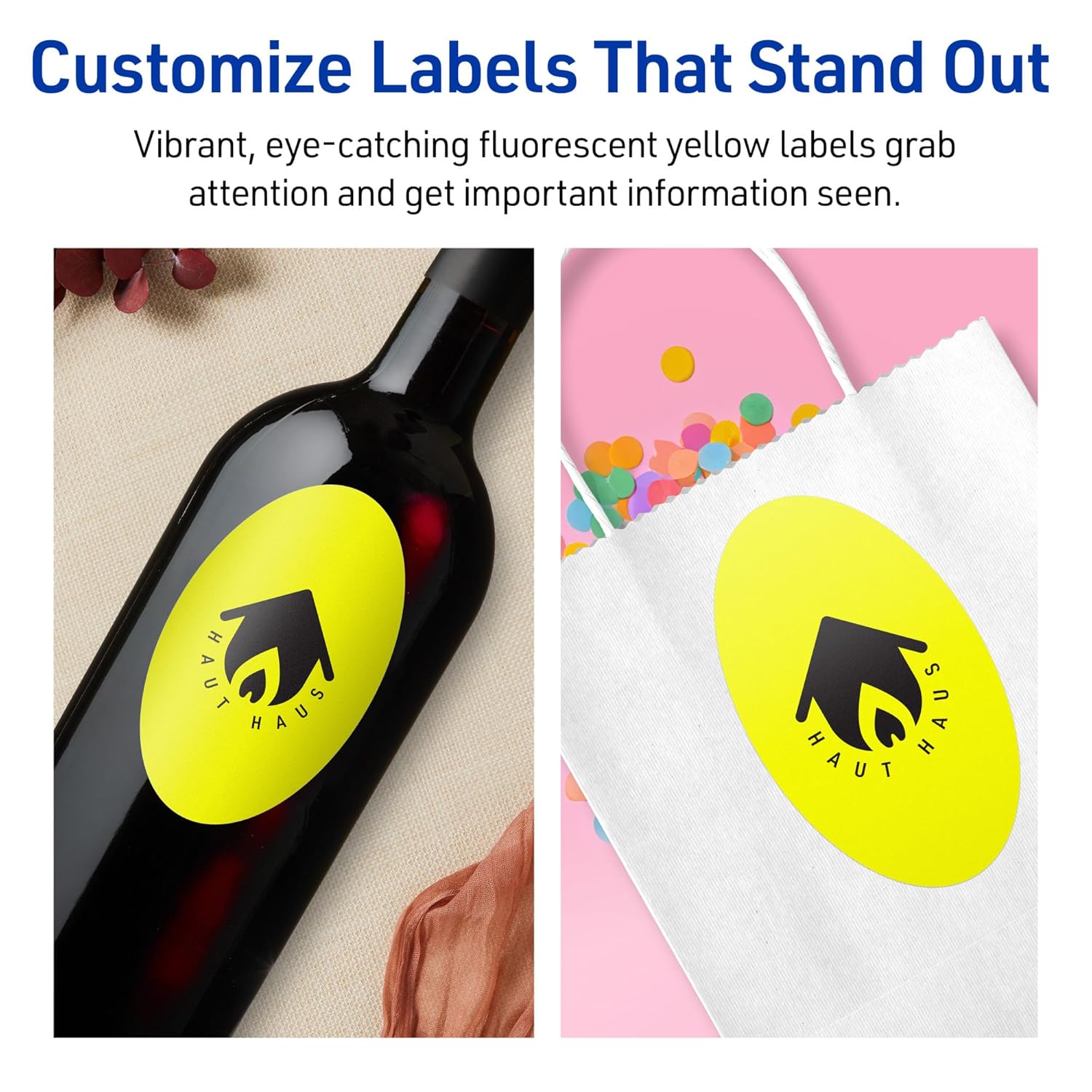 Avery Printable Oval Labels, Sure Feed Technology, 4.25" x 2.5", Neon Yellow
