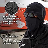 Ergodyne Mens Face Mask - 2-pc Fleece Neoprene Balaclava, Black
