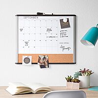 U Brands Magnetic Dry Erase 3-in-1 Calendar Board, 20"x16", Black and Gray Frame Assorted Colors 20"W x 16"H
