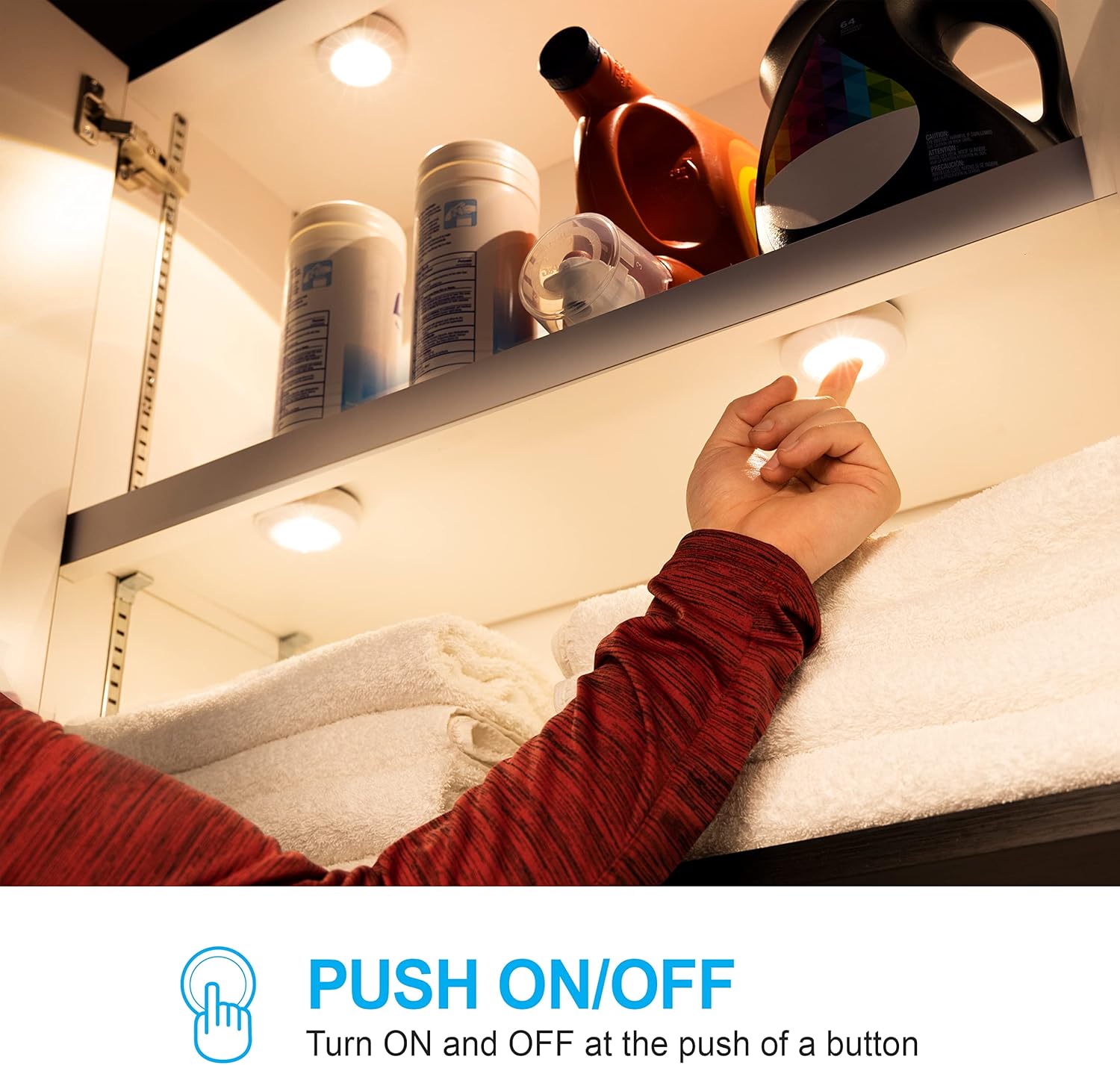 GE LED Mini Touch Light, Battery Operated, Stick-On Tap Light, Wireless and Portable, Ideal for Under Cabinet, Closet