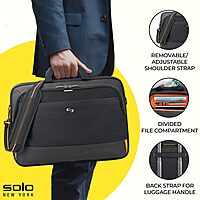 Solo New York Briefcase - Laptop Carrying Bag for Women & Men, Brief for Travel & Work, Internal Tablet Pocket