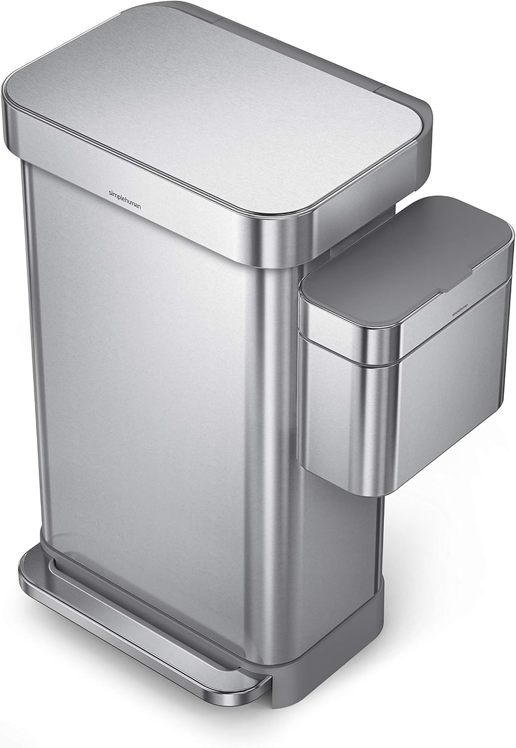 simplehuman Compost Caddy, Detachable and Countertop Bin, 4 Liter / 1.06 Gallon, Brushed Stainless Steel