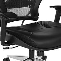 SPACE Seating Professional AirGrid Back and Eco Leather Seat and Trim, 2-to-1 Synchro Tilt Control, Adjustable Arms and Lumbar, Polished Aluminum Base Managers Chair, Black