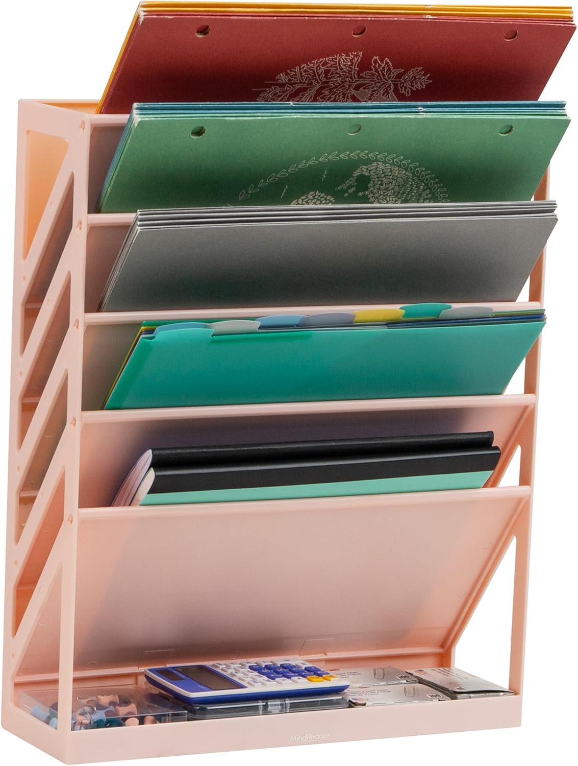Mind Reader 5-Tier Vertical File Holder, Desktop Organizer, Wall Mount