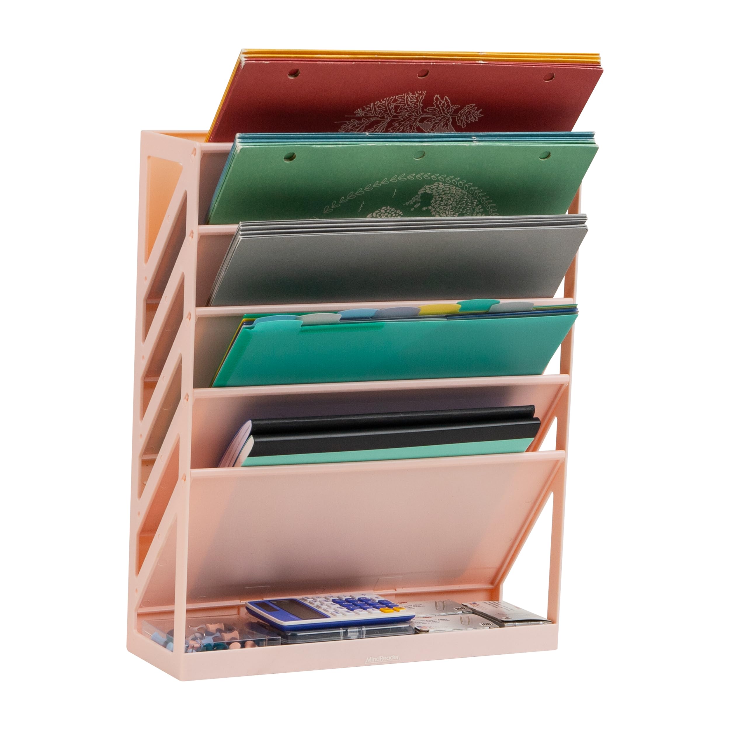 Mind Reader 5-Tier Vertical File Holder, Desktop Organizer, Wall Mount