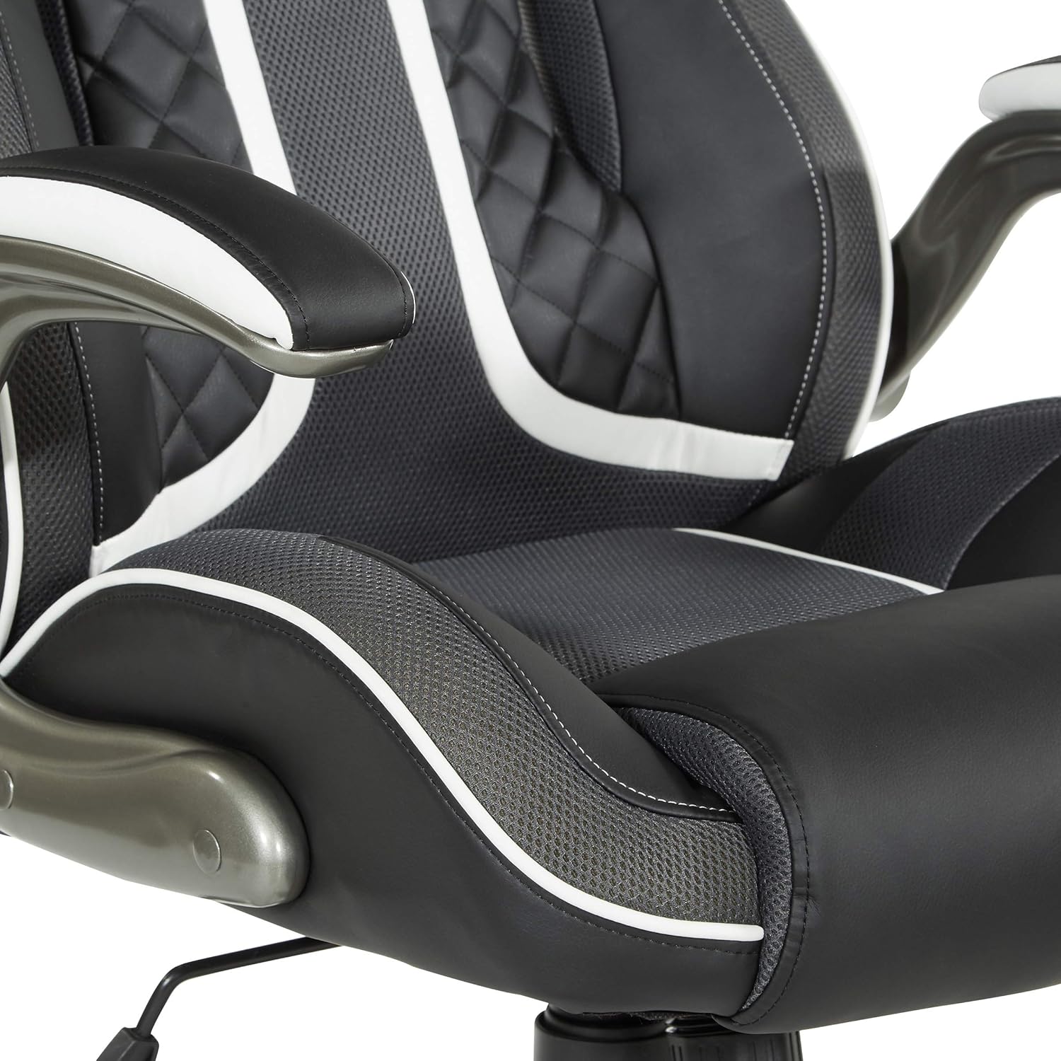 OSP Home Furnishings Xplorer 51 Ergonomic Adjustable High Back Gaming Chair with Lumbar Support and Padded Flip Arms