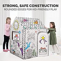 Bankers Box at Play Color in Unicorn Playhouse, Cardboard Playhouse and Life Size Craft Activity for Kids and Families