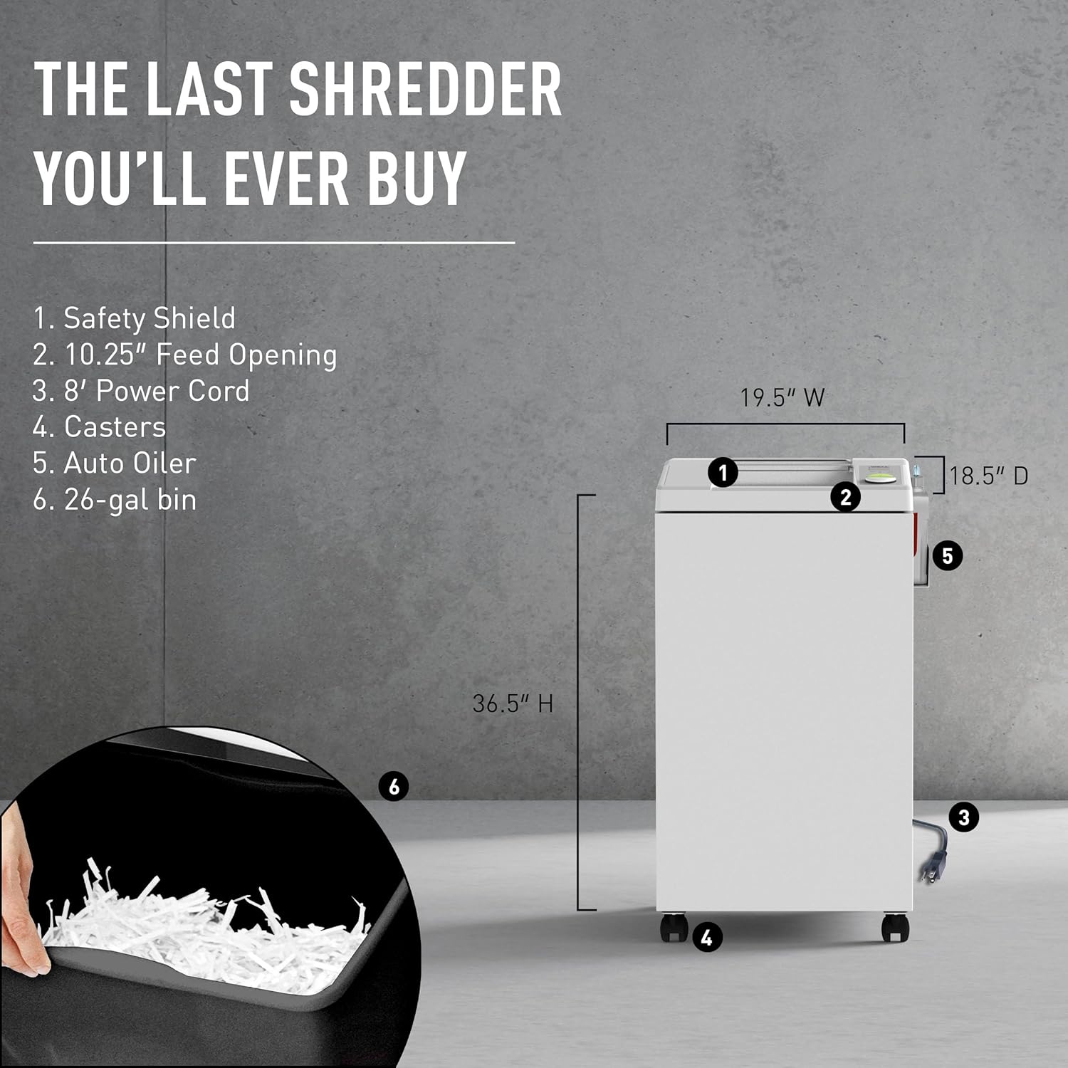 IDEAL 2604 Commercial Office Shredder, Floor Standing, 26 gal Bin