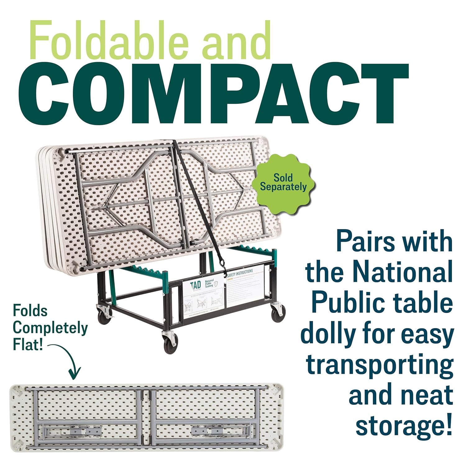 Seminar Folding Table by National Public Seating – Portable Heavy-Duty Foldable Table for Indoor/Outdoor Use