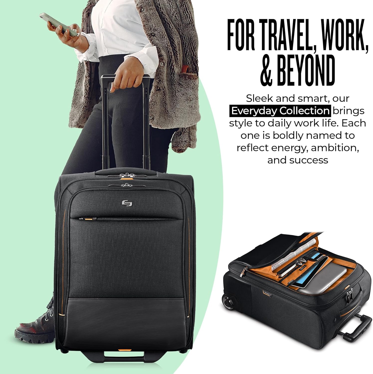 Solo New York Carry On Luggage - Softside Wheeled Overnighter with 15.6in Laptop Pocket