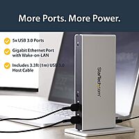 StarTech.com Dual Monitor USB 3.0 Docking Station w/ DVI to VGA & HDMI Adapters, 5x USB 3.0 & Audio - Vertical DVI Dock for Mac & Windows (USB3SDOCKDD)