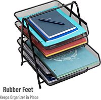 Mind Reader 5-Tier Paper Tray, Desktop Organizer, File Storage, Office, Metal Mesh, 11.75"L x 14"W x 14.5"H, Black
