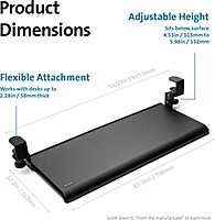 Kensington Clamp-On Keyboard Tray, Under Desk Keyboard Drawer with Cable Management