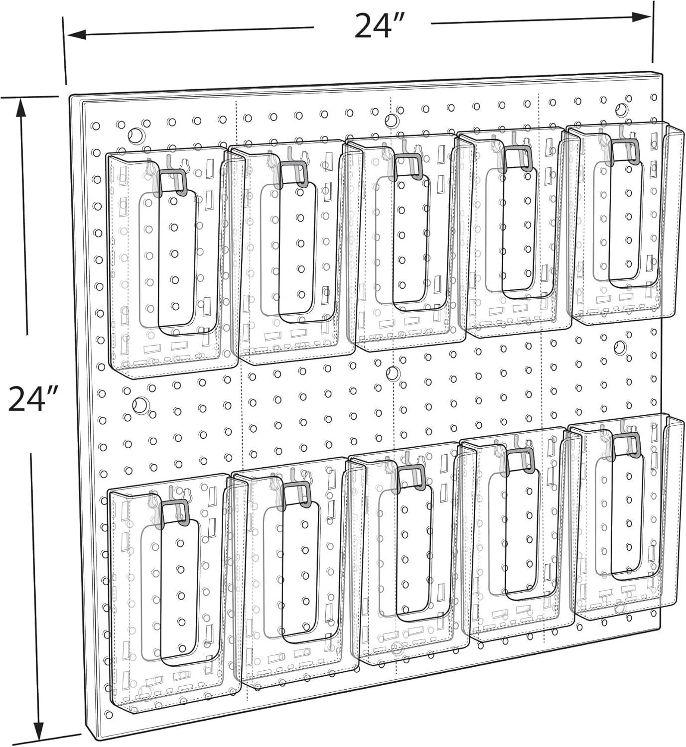 Azar Displays Multi-Tier Acrylic Pegboard Wall Brochure Holder