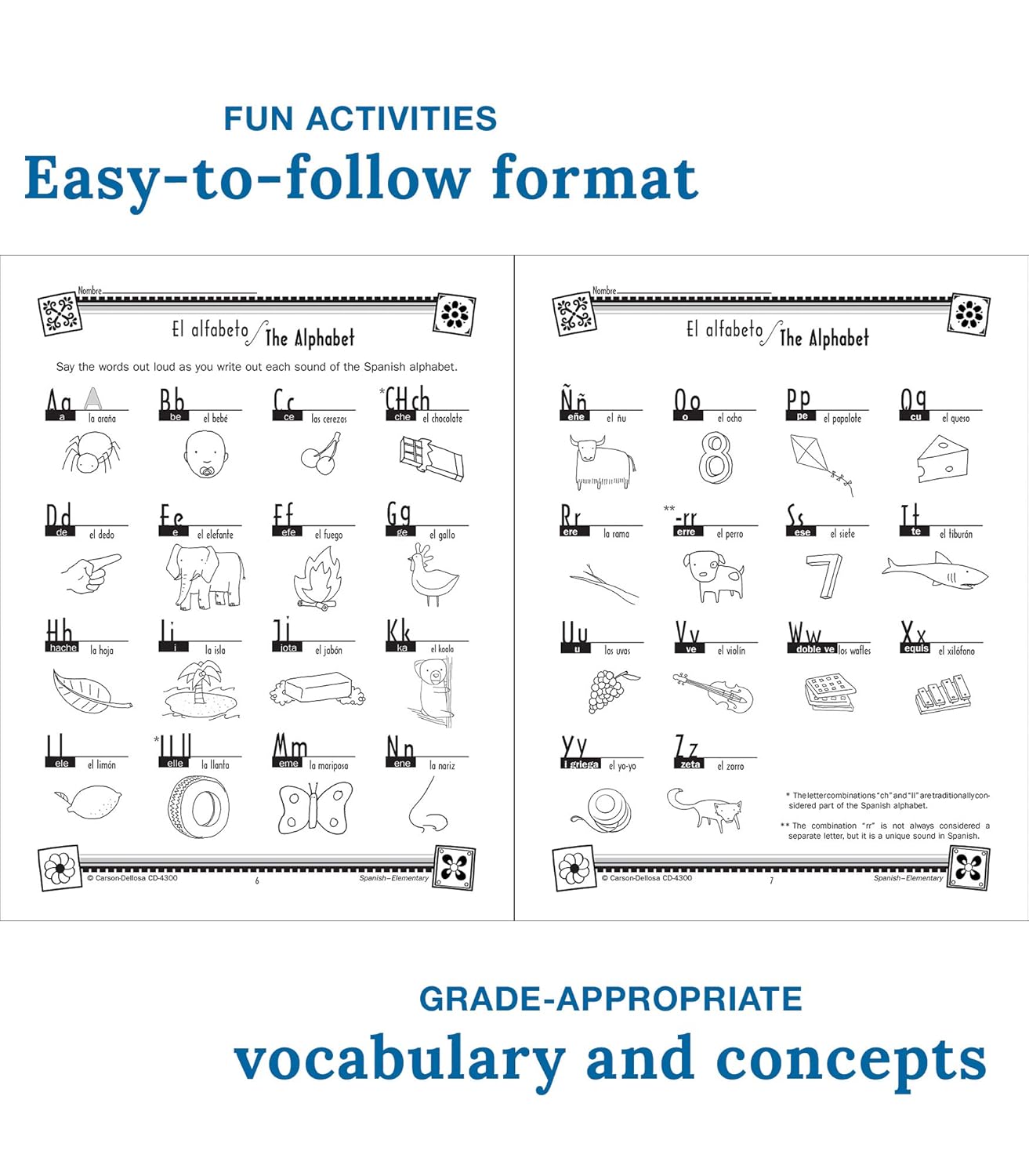 Skills For Success Elementary Spanish Workbook for Kids, Grades K-5 Spanish Vocabulary, Puzzles, and Writing Practice