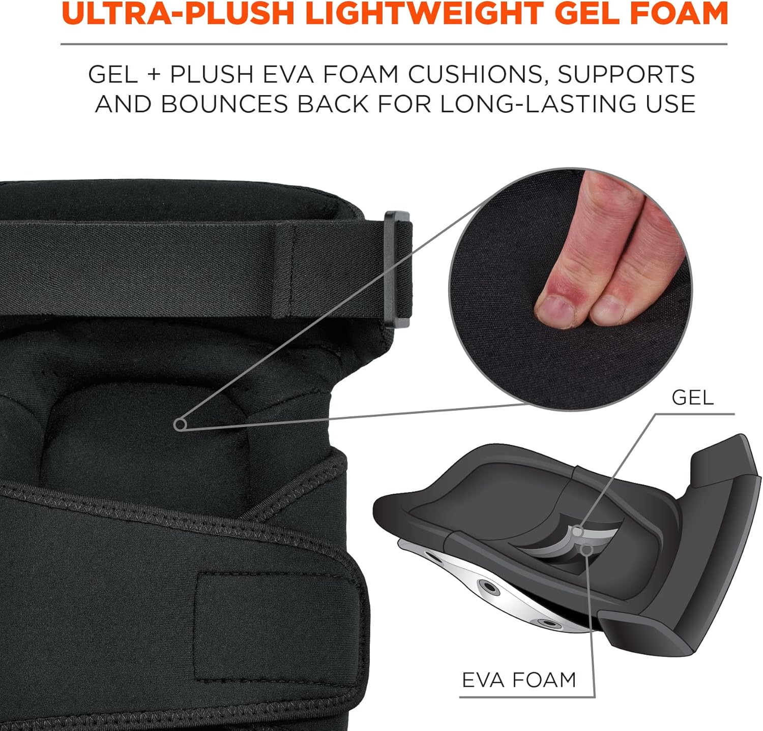 Ergodyne ProFlex 450 Gel Knee Pads with Comfort Hinge, Black (Pair)