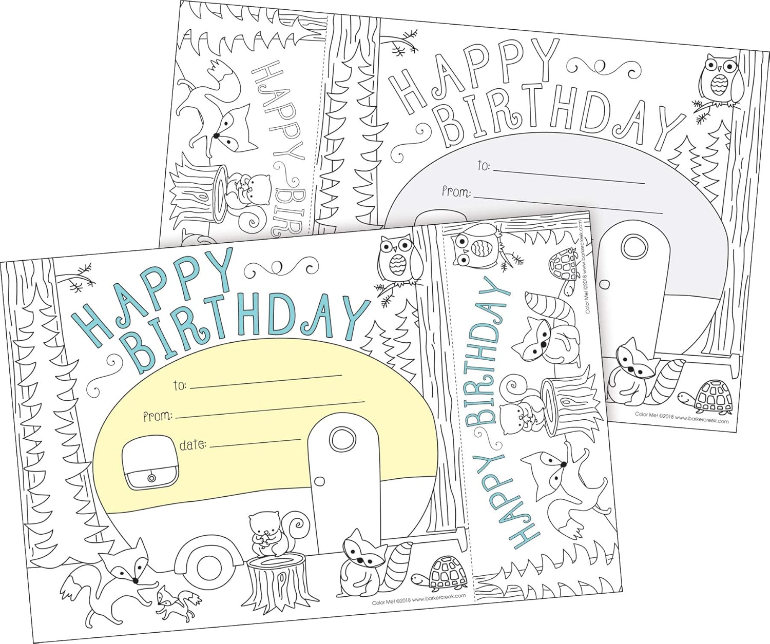 BARKER CREEK Recognition Awards and Bookmarks, Color Me Happy Birthday, 30 Awards that measure 6-3/8" x 5-1/2"