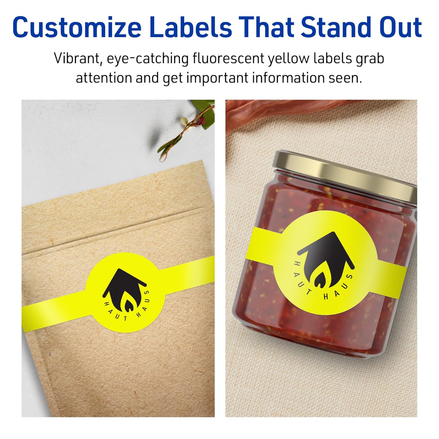 Avery Printable Wraparound Band Labels, Sure Feed Technology, 2-3/8" x 8", Neon Yellow