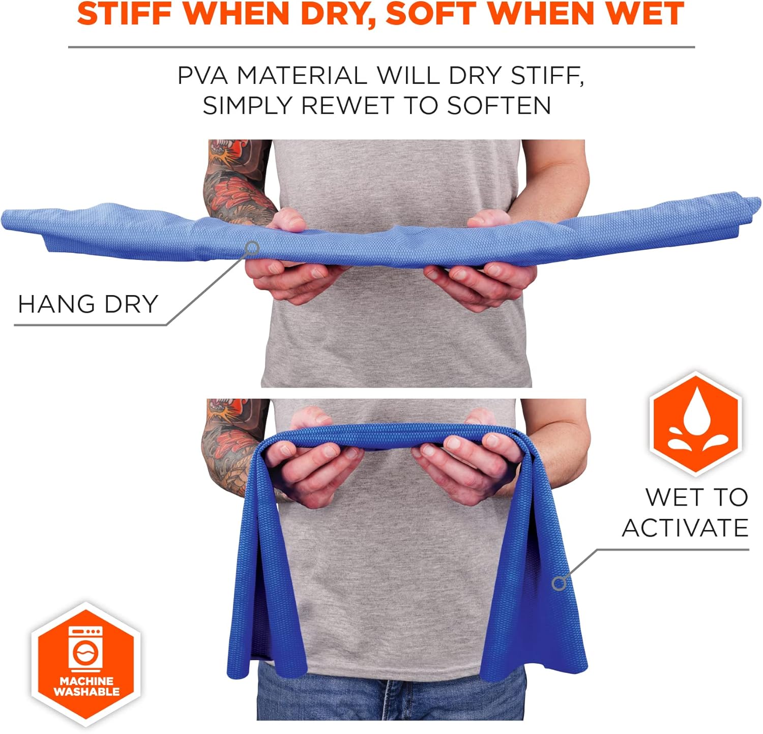 Ergodyne Chill Its 6603 Cooling Neck Wrap, Long Lasting Cooling Relief, Blue 4 in x 29-1/2 in 1-Pack Neck Wrap