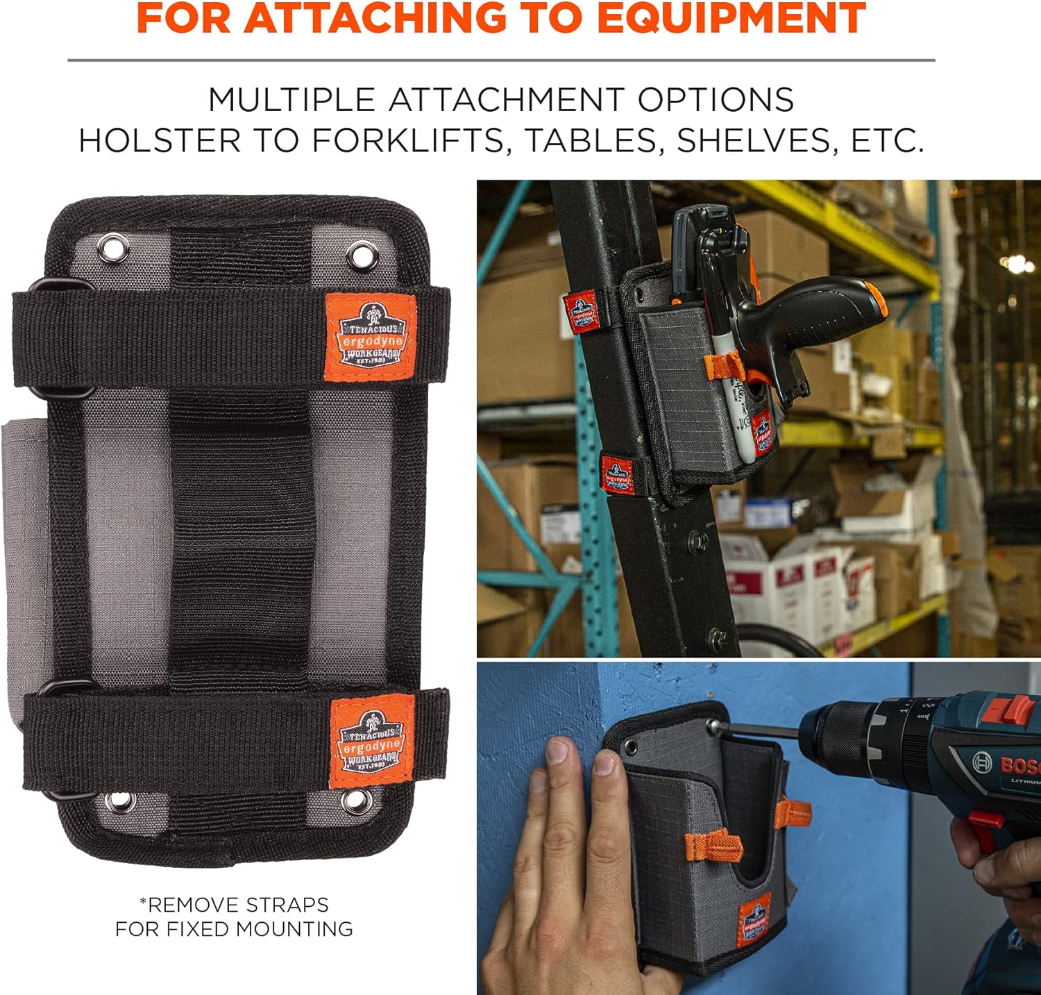 Ergodyne Squids 5543 Barcode Scanner Holder Mount with Fastener Straps