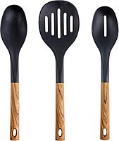 Megachef Nylon Tool Cookware Utensil Set, 7 Piece, Black and Wood Texture