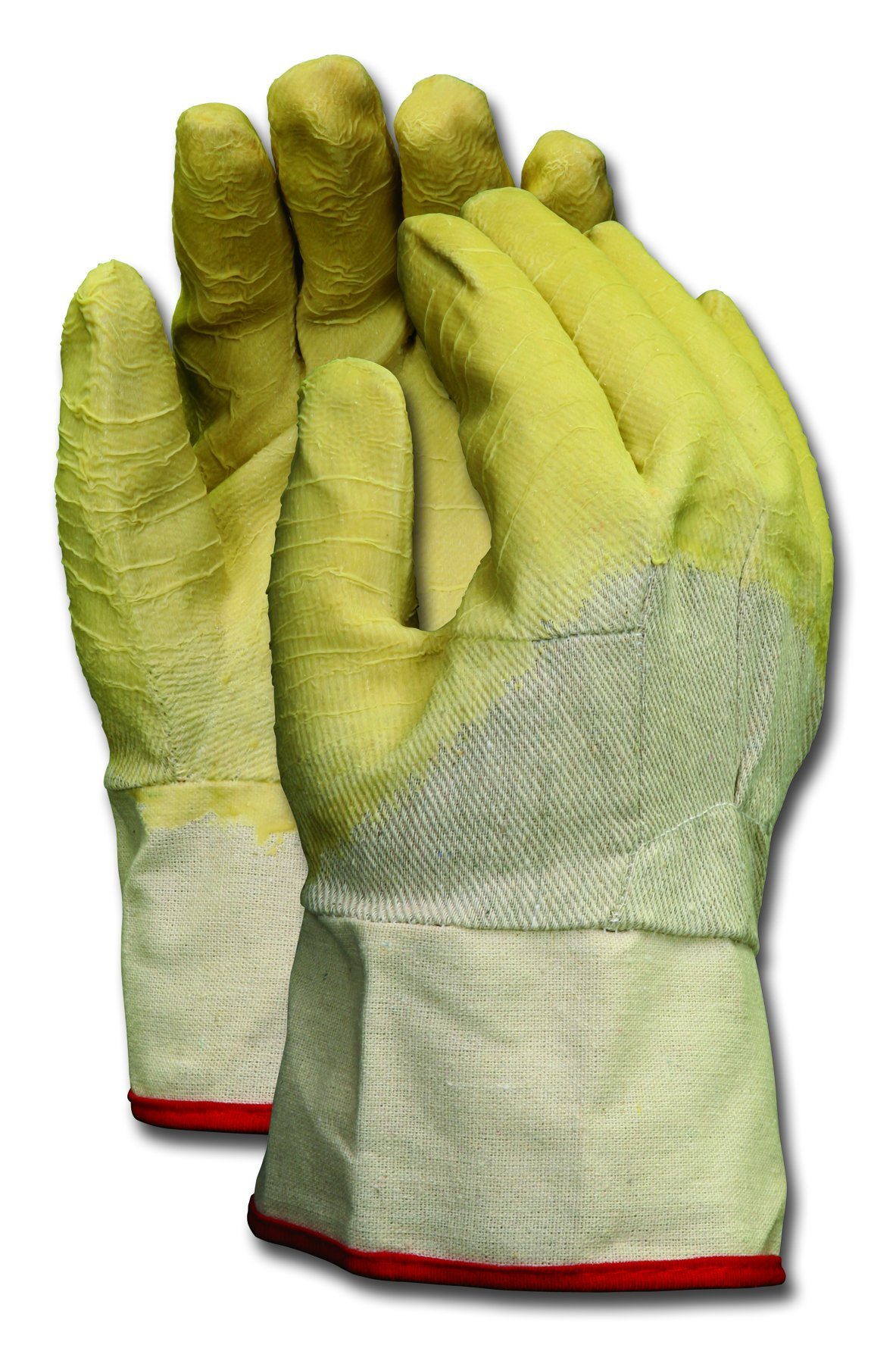 MCR Safety 6810 Tufftex Economy Grade Rubber Coated Crinkle Finish Men's Gloves with Starched Safety Cuff, Natural, Large