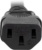 StarTech.com 3ft (1m) Heavy Duty Extension Cord, IEC 320 C13 to IEC 320 C20 Black Extension Cord, 15A 125V, 14AWG