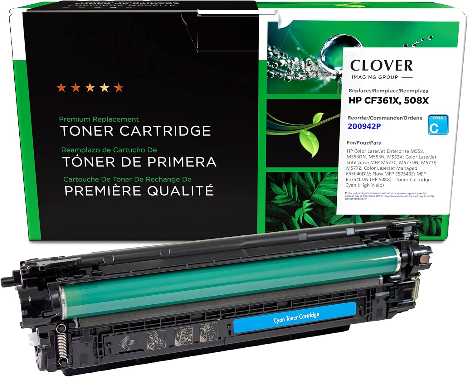 Clover Remanufactured High Yield Toner Cartridge Replacement for HP CF361X (HP 508X) | Cyan
