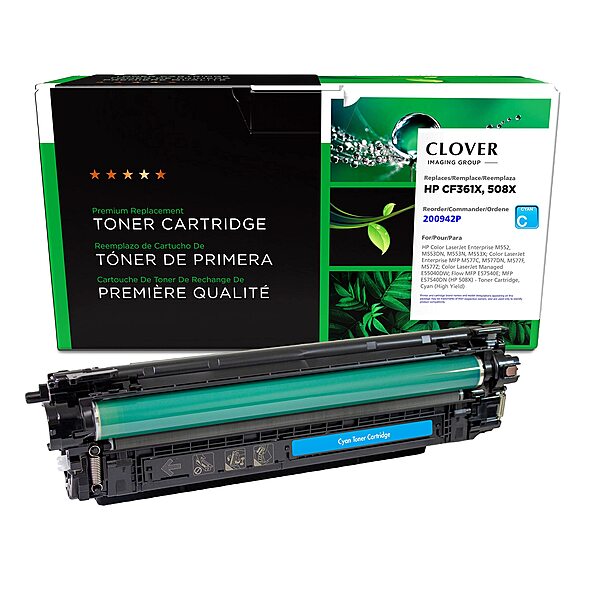 Clover Remanufactured High Yield Toner Cartridge Replacement for HP CF361X (HP 508X) | Cyan